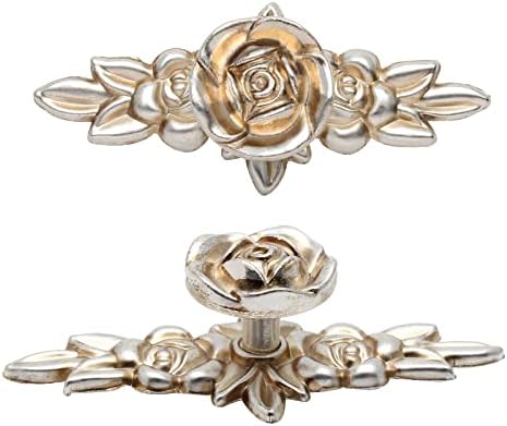 Elegant Rose Knobs - 5-Piece Set for Cabinets with Backplate