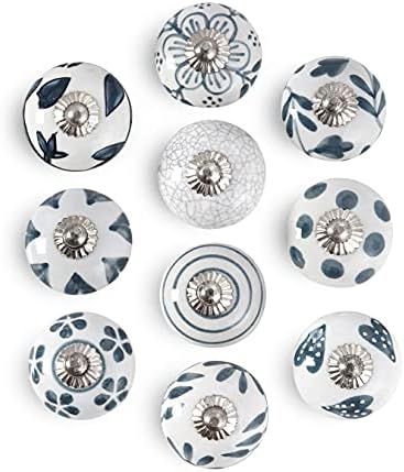 India Artistic Rust- Free Metal Contemporary Drawing Knobs Set of 10 White