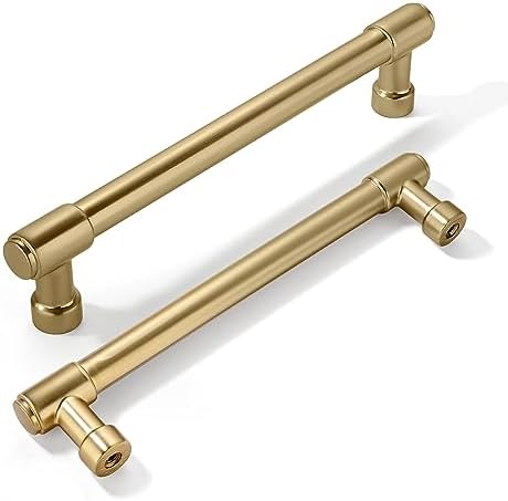 10-Piece Set of Brushed Brass Cabinet Pulls