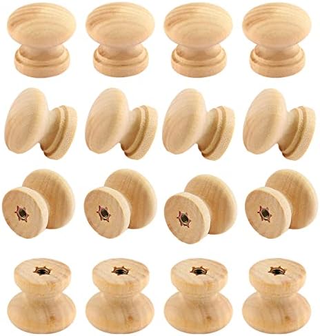12Pcs Unfinished Wood Knobs Mushroom Shape Drawer Cabinet Knobs Premium Solid Wood Pulls