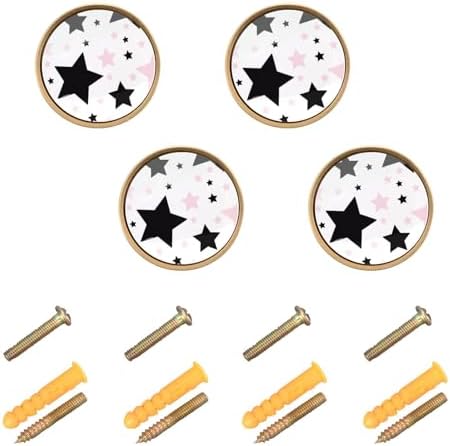 Customizable Dreamy Black and Peach Stars Cabinet Knobs 4 Pack 126 Inch