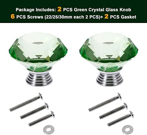 Mtsooning 40mm Green Crystal Knob 2PCS Set