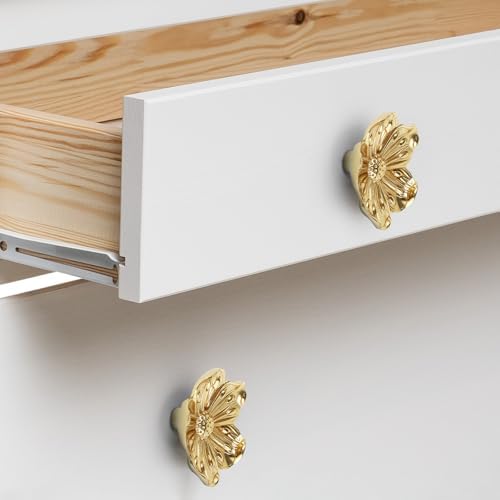 Elegant Gold Flower Cabinet Drawer Knobs