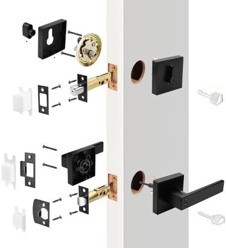 Probrico Matte Black Exterior Door Locksets with Deadbolt Set