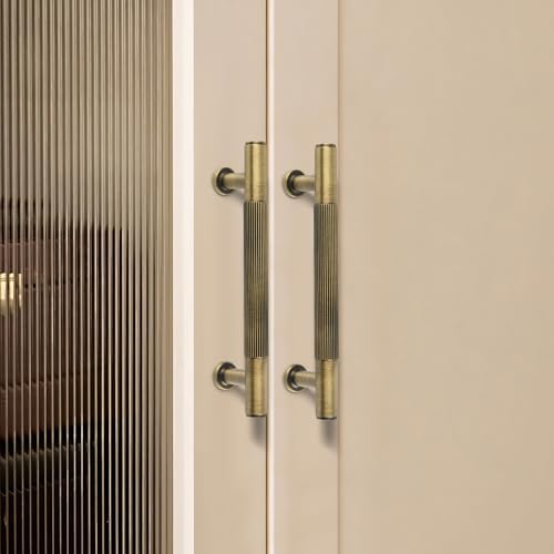 5-Piece Antique Brass Kitchen Cabinet Pulls for Drawers Cabinets