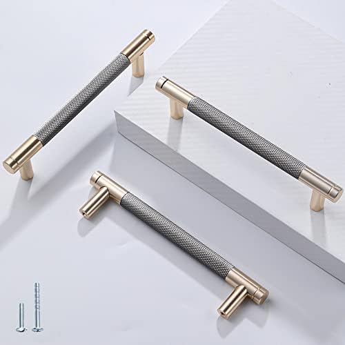 12 Pack 5 Inch Cabinet Pulls Gold Grey Aluminum Handles
