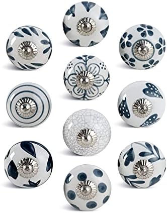 India Artistic Rust- Free Metal Contemporary Drawing Knobs Set of 10 White