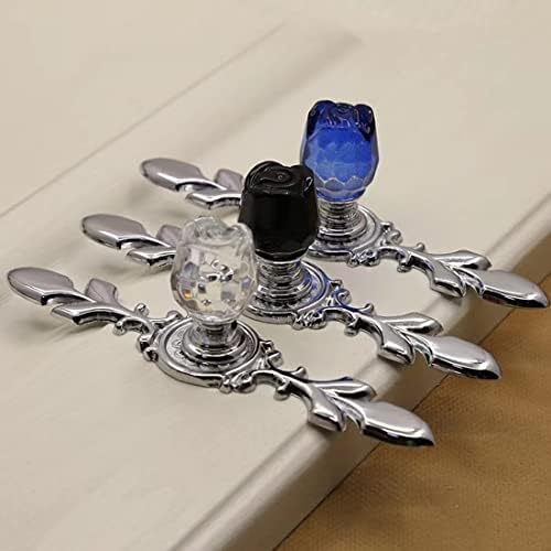 4 Pack Rose Flower Crystal Knobs with Plate for Cabinets and Drawers