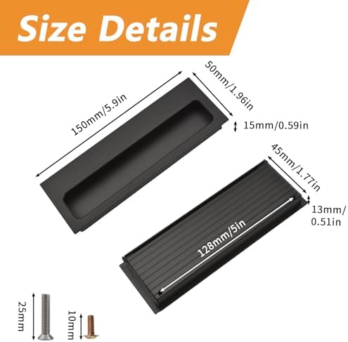 MOROBOR Aluminum Alloy Flush Pull Handles 2PCS Black