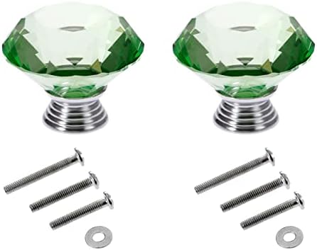 Mtsooning 40mm Green Crystal Knob 2PCS Set