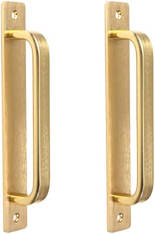 2pc Barn Door Handles Aluminum Alloy Flush Flat Base Gold Kitchen Cabinets