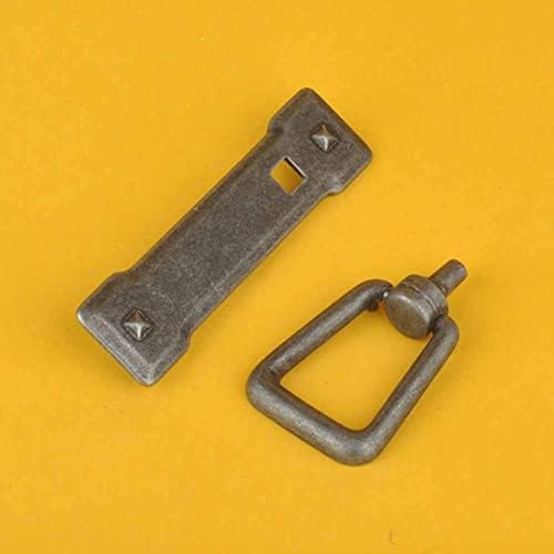 Flat Ring Pull with Backplate 2Pcs Ancient Iron Black Cabinet Hardware