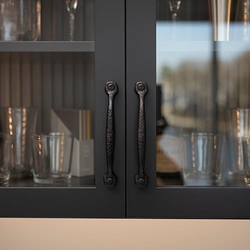 Premium Solid Core Kitchen Cabinet Pulls Black Iron