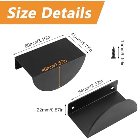 MOROBOR 4pcs Half Moon Cabinet Pulls Aluminum Alloy Handles Black
