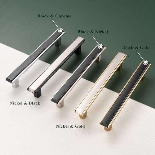 BEROSSA Black and Gold Cabinet Pulls 5 Inch Screw Spacing Pack of 10