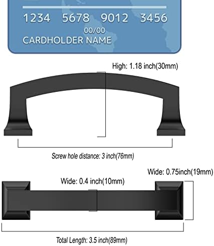 3 Inch Matte Black Cabinet Pulls 10 Pack