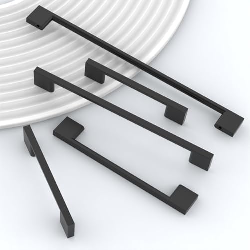 Durable 10-Pack Black Cabinet Pulls for Kitchen Storage