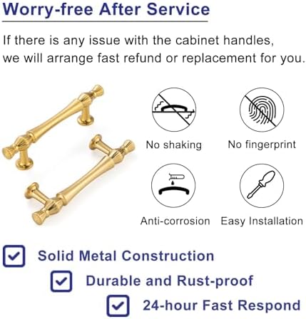 Beautiful 3-inch brushed Gold Cabinet Pulls Set of 10
