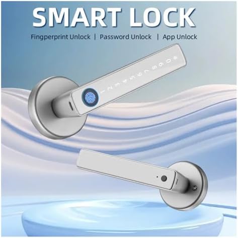 FJZKTEG Biometric Door Lock with Password Fingerprint Security Silver