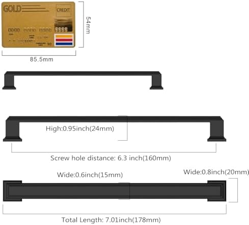 Amerdeco 10-Piece Matte Black Cabinet Pull Set