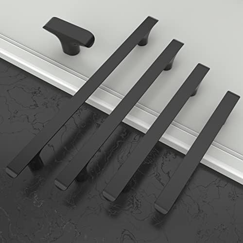 Amerdeco 10-Piece Matte Black Cabinet Pulls for Kitchen Bathroom