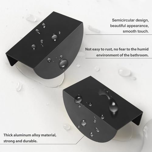 MOROBOR 4pcs Half Moon Cabinet Pulls Aluminum Alloy Handles Black