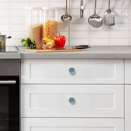 Customizable Blue-Green Linen Texture Door Drawer Pulls 4-Pack