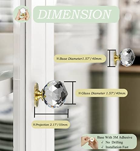 Elegant 40mm Crystal Knobs 2Pcs