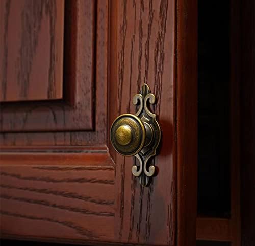 4Pcs Antique Bronze Retro Cabinet Knobs with Fleur de Lis Backplates
