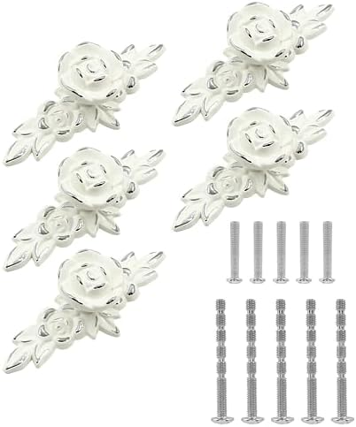 Waziaqoc 5 Pack Euro Rose Cabinet Knobs with Backplate 1