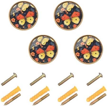 Customizable Nature Butterfly Cabinet Knobs Boho 126 Inch 4 Pack