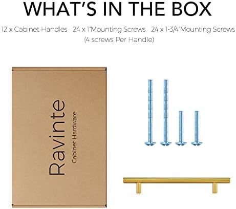 Secure and Aesthetic brushed brass 12-pack cabinet pulls