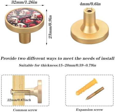 Valentines Day Gift 4 Pack Gold Skull Cabinet Knobs