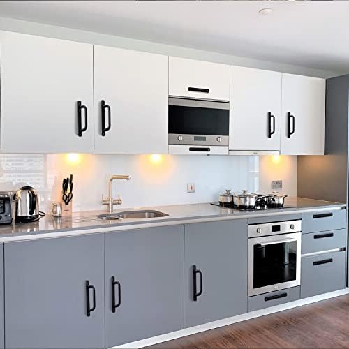 5-Inch Matte Black Cabinet Pulls with Aluminum Handles