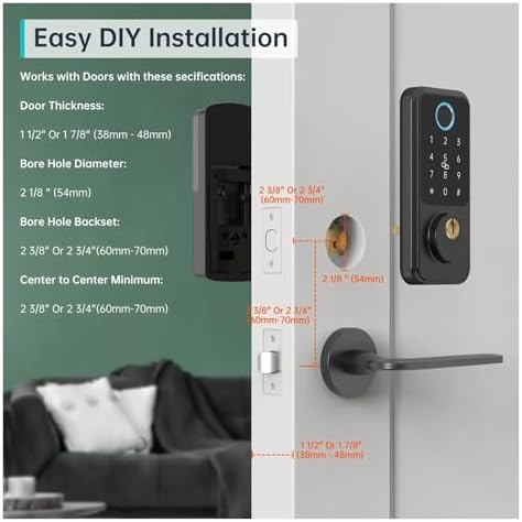 Smart Security Design Fingerprint Wi-Fi Door Lock with Style