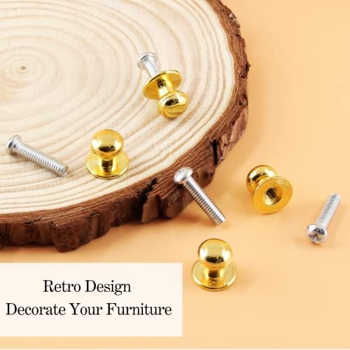 12Pcs Mini Round Head Knobs Gold Finish