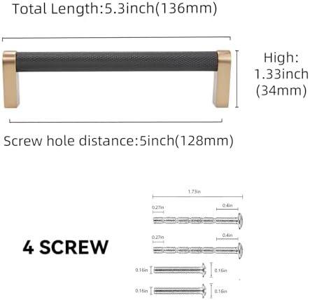 5-Inch Knurled Kitchen Cabinet Pulls - Black Champagne Bronze Finish