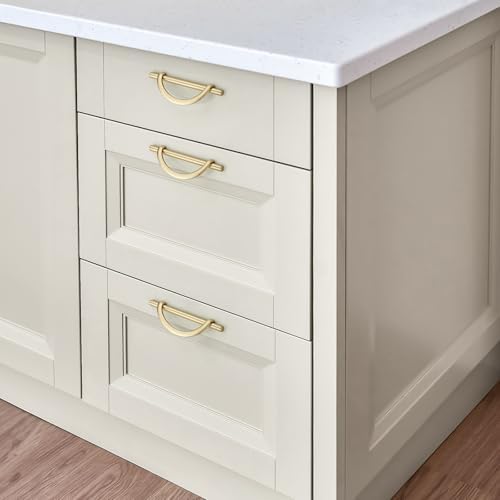 Brushed Brass Cabinet Pulls 5 Inch Hole Center 128 mm 10 Pack