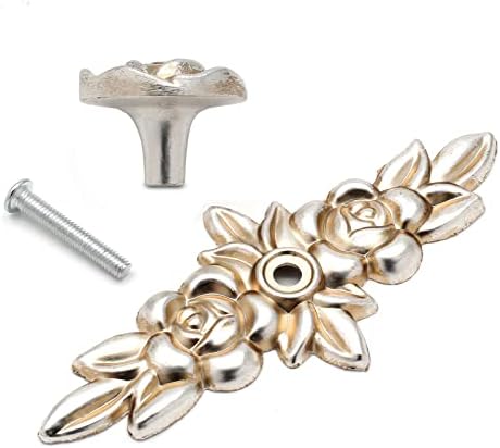 Elegant Rose Knobs - 5-Piece Set for Cabinets with Backplate