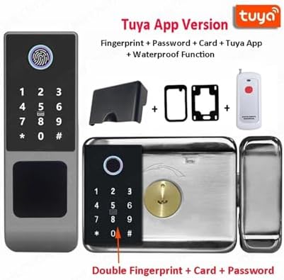 Smart Outdoor Door Lock with Fingerprint Waterpump Protection Tuya App Control