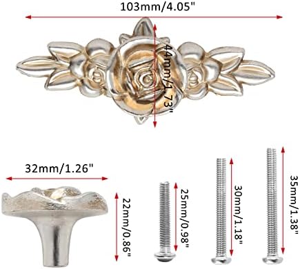Elegant Rose Knobs - 5-Piece Set for Cabinets with Backplate