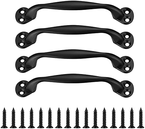4 Pcs Black Cast Iron Barn Door Pull Handles
