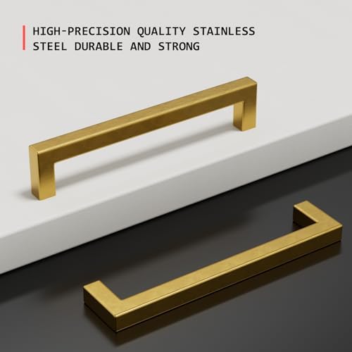 10 Piece 10 Inch Gold-Covered Brushed Brass Cabinet Hardware Pulls