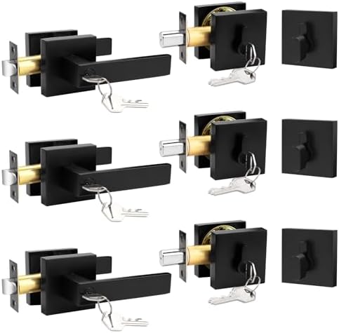 Probrico Matte Black Exterior Door Locksets with Deadbolt Set