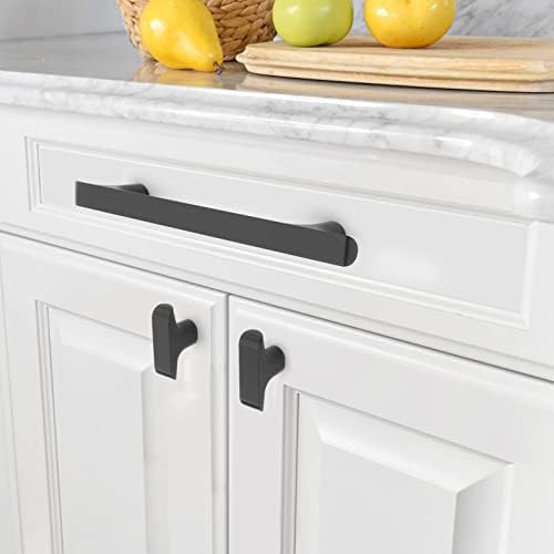 Amerdeco 10-Piece Matte Black Cabinet Pulls for Kitchen Bathroom