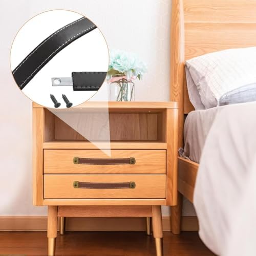2-Piece Leather Cabinet Handles with Mounting Screws Brown 5x61in