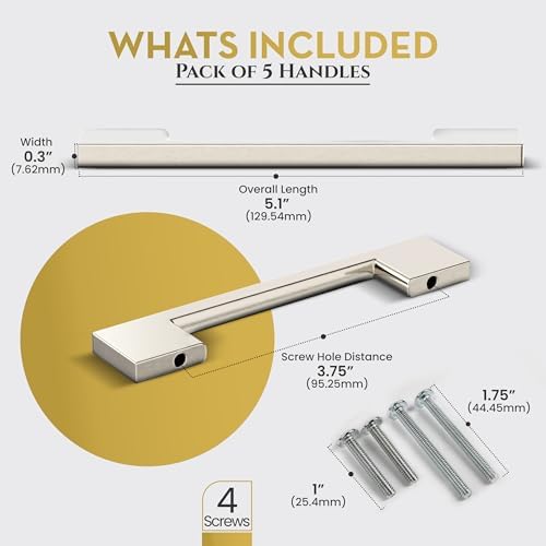 Southern Hills Brushed Nickel Cabinet Pulls - 96mm Satin Nickel Drawer Handles