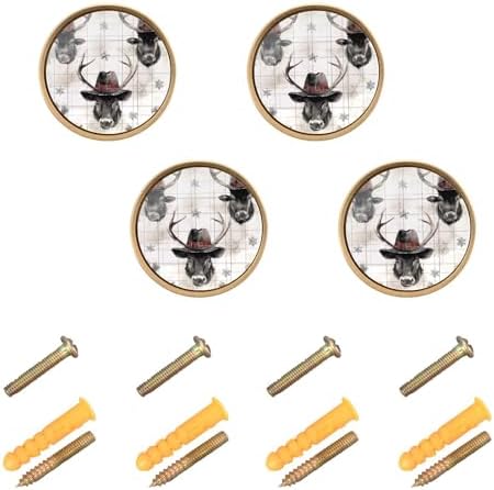 Customizable Black Cowboy Buff Plaid snowflakes Cabinet knobs