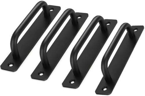 Metal Heavy Duty Barn Door Handle 4 Pcs L Black