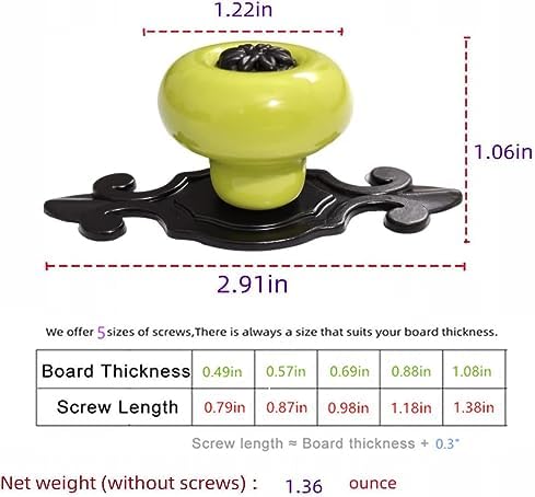 Retro Ceramic Cabinet Knobs 2 Pack Green